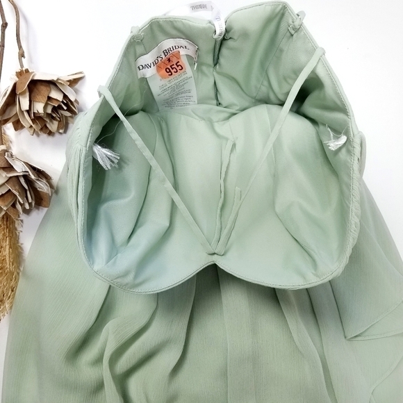 David's Bridal Crinkle Chiffon w/ Cascade Dress 2 - Picture 6 of 8